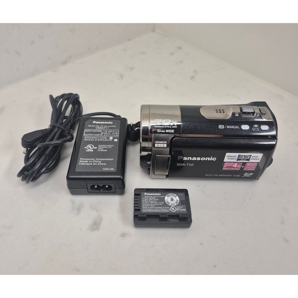 Panasonic SDR-T50 Retro Camcorder 78x Zoom 4GB Black Untested AS-IS Battery
